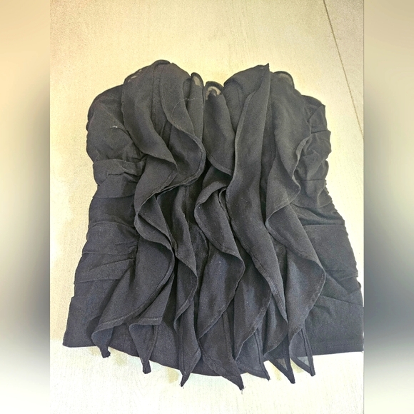 NWT BLACK CORSET CHIFFON TOP. W'S - Picture 1 of 7